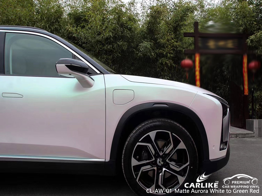 CL-AW-01 matte aurora white to green red wholesale vinyl vehicle wrap for NIO