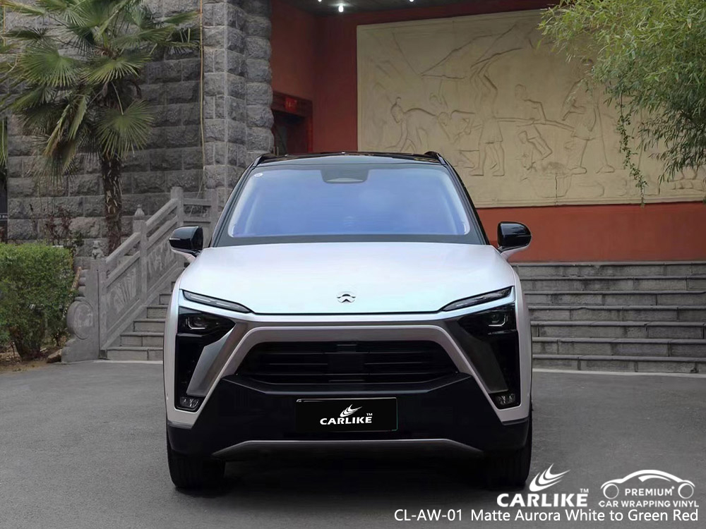 CL-AW-01 matte aurora white to green red wholesale vinyl vehicle wrap for NIO