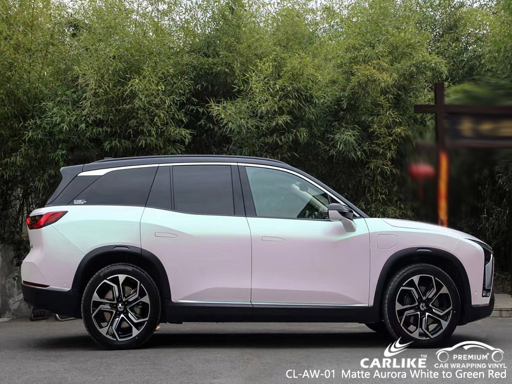 CL-AW-01 matte aurora white to green red wholesale vinyl vehicle wrap for NIO