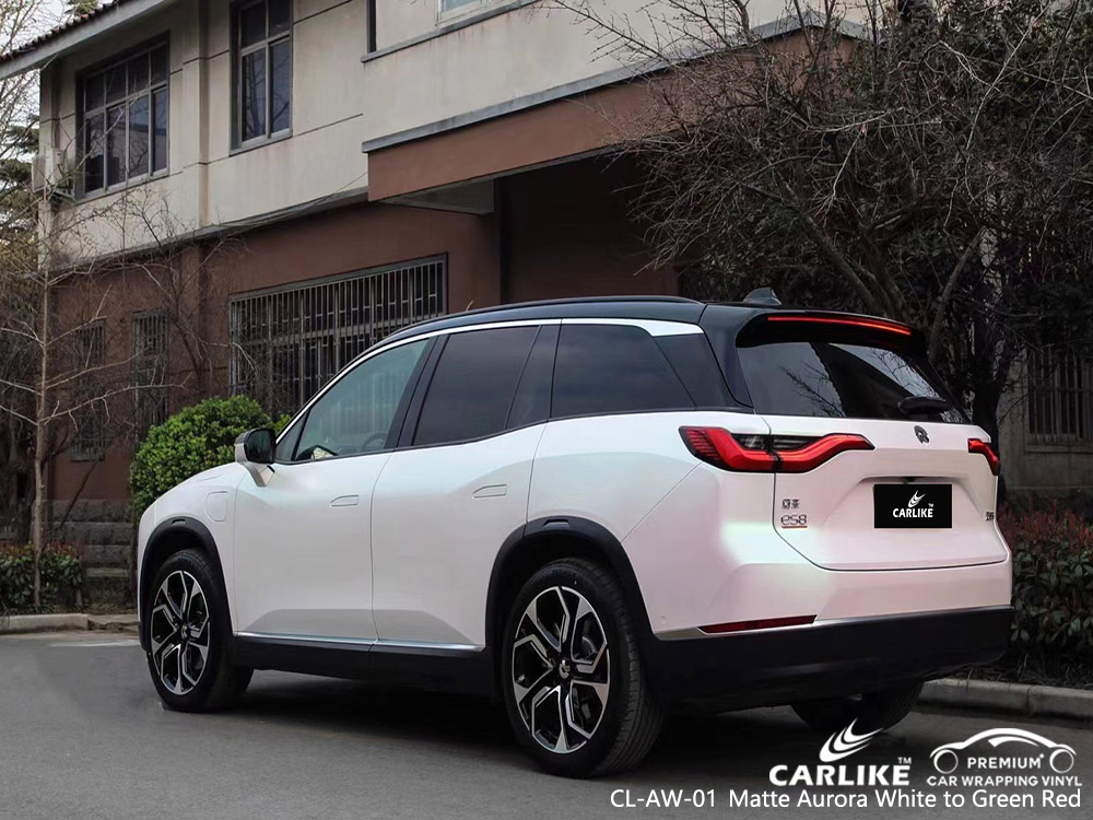 CL-AW-01 matte aurora white to green red wholesale vinyl vehicle wrap for NIO