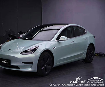 CL-CC-04 bukalemun şeker TESLA için sihirli gri yeşil vinil araba sarma fiyatı