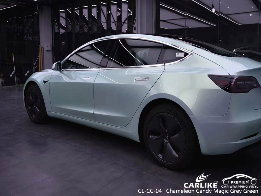CL-CC-04 chameleon candy magic grey green vinyl car wrap price for TESLA