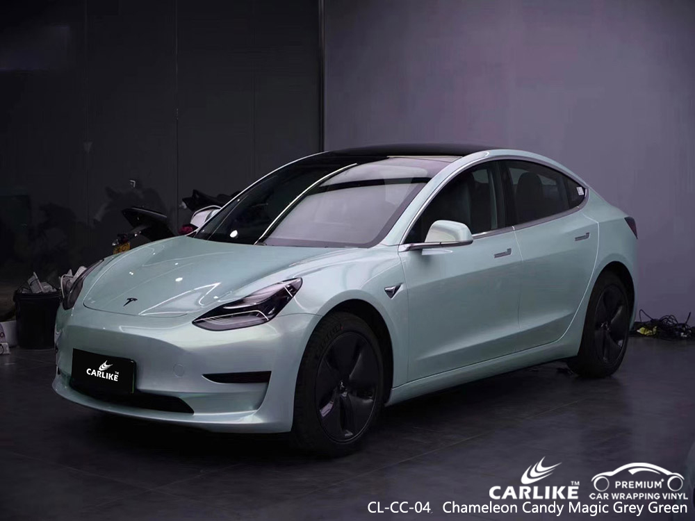 CL-CC-04 chameleon candy magic grey green vinyl car wrap price for TESLA
