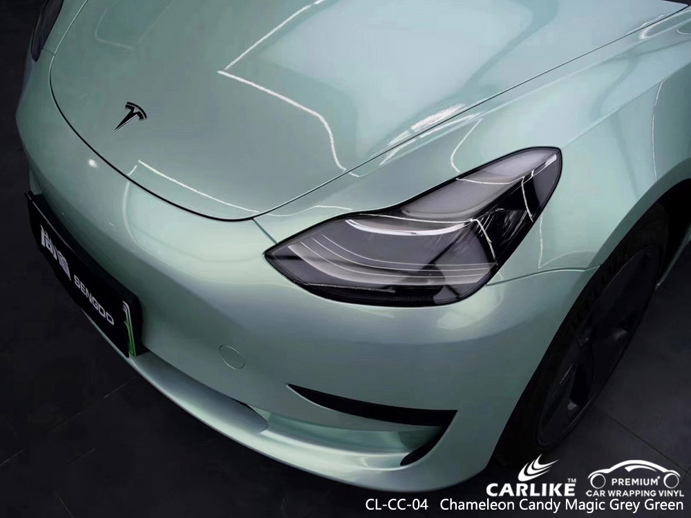 CL-CC-04 chameleon candy magic grey green vinyl car wrap price for TESLA