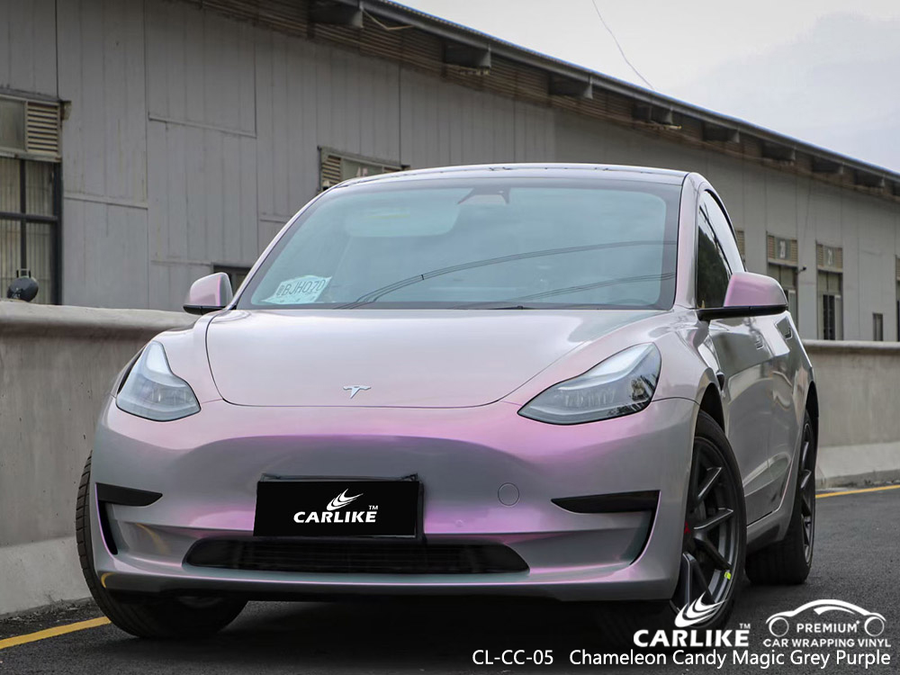 CL-CC-05 chameleon candy magic grey purple vinyl vehicle wrap cost for TESLA