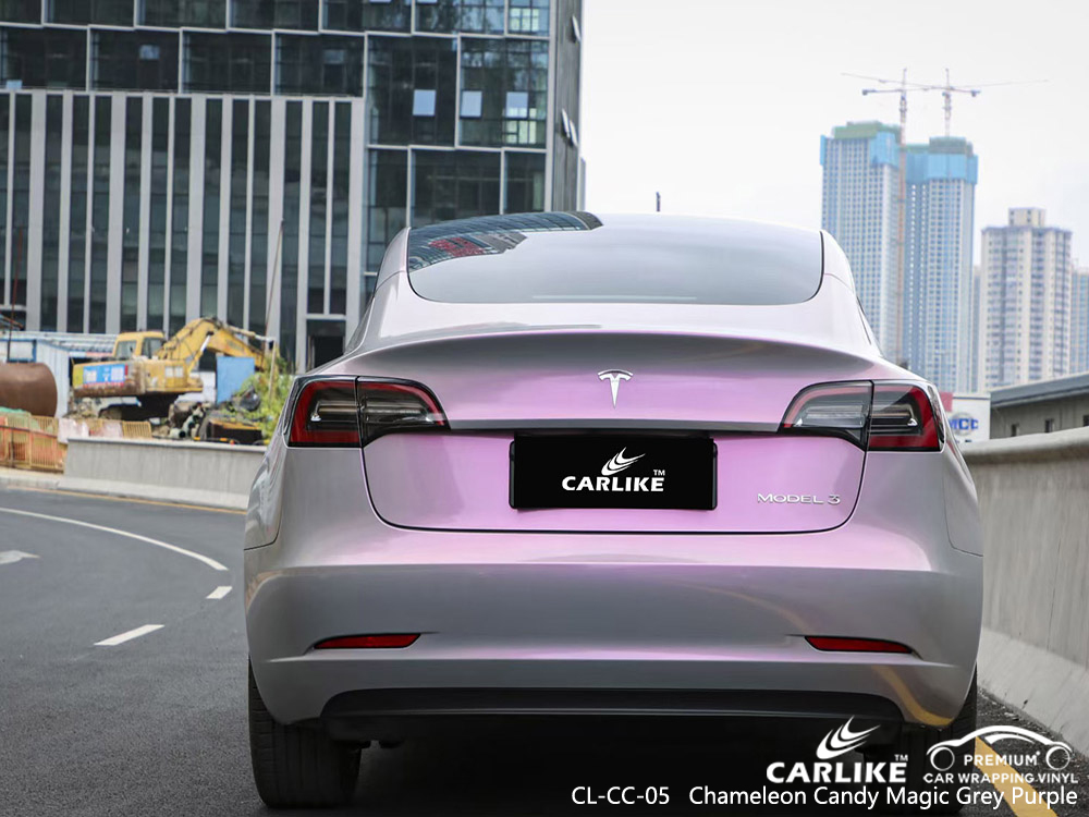 CL-CC-05 chameleon candy magic grey purple vinyl vehicle wrap cost for TESLA