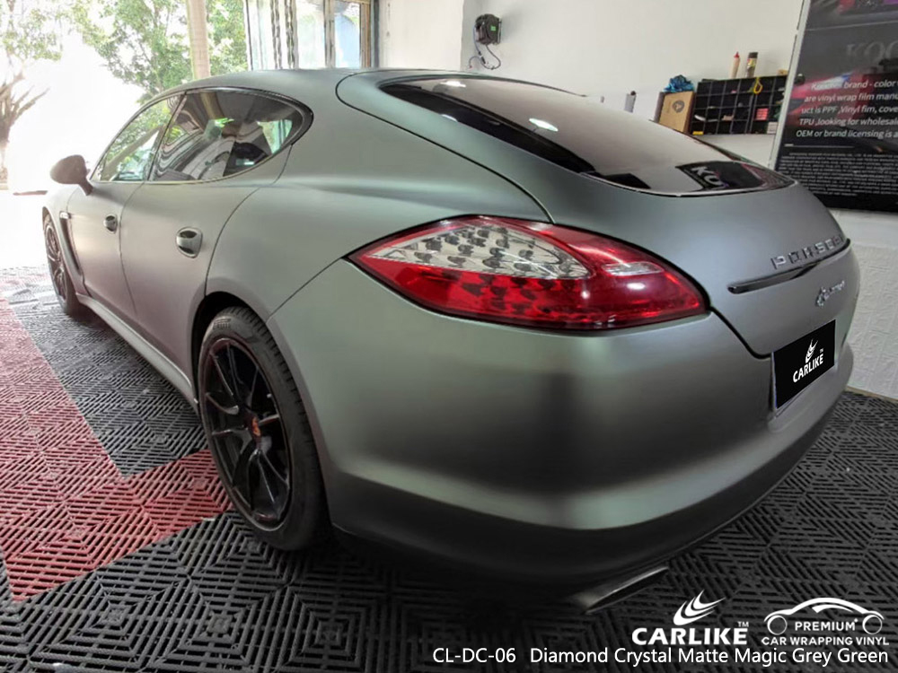 CL-DC-06 diamond crystal matte magic grey green vinyl auto wrap manufacturer for PORSCHE