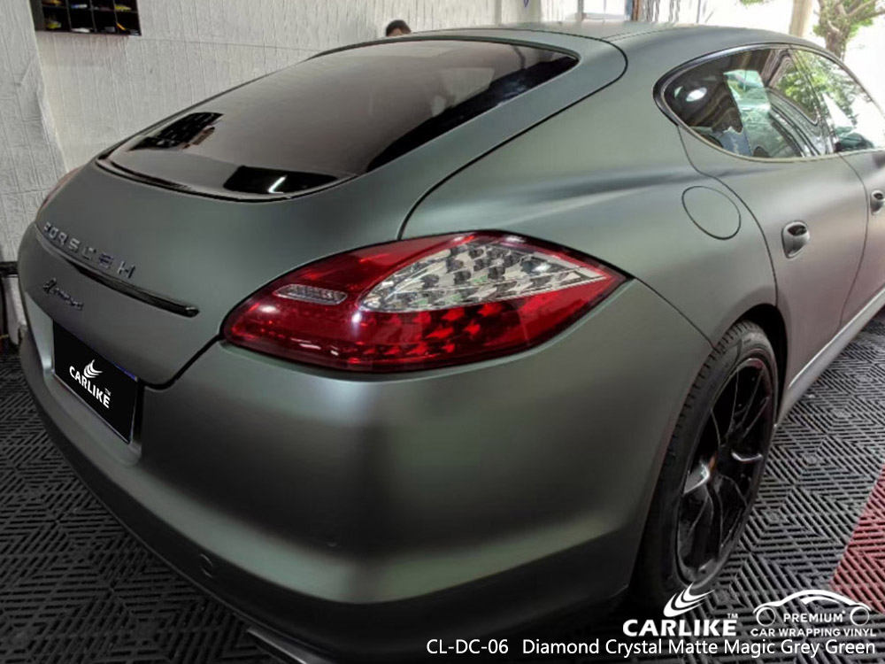 CL-DC-06 diamond crystal matte magic grey green vinyl auto wrap manufacturer for PORSCHE