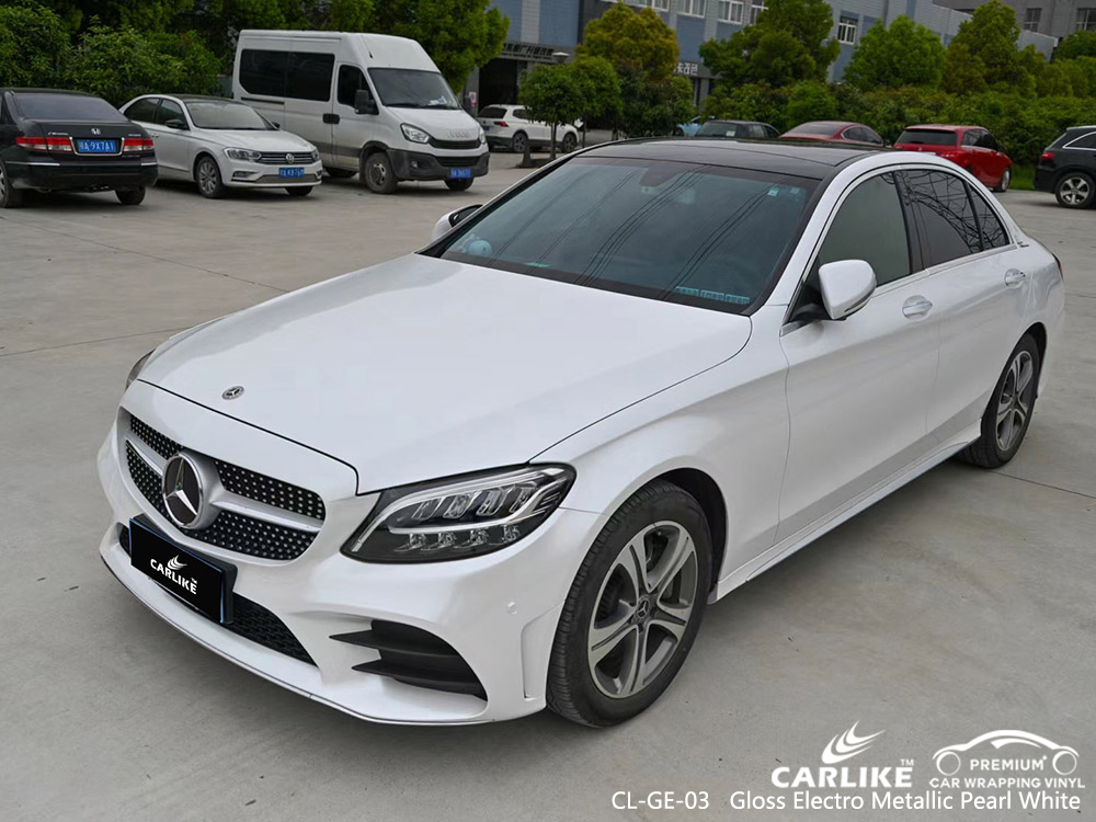 CL-GE-03 gloss electro metallic pearl white vinyl auto wrap factory for MERCEDES-BENZ