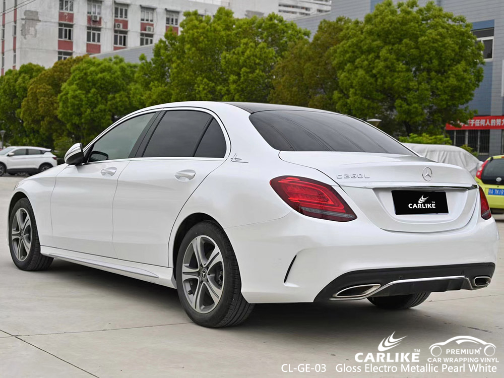 CL-GE-03 gloss electro metallic pearl white vinyl auto wrap factory for MERCEDES-BENZ