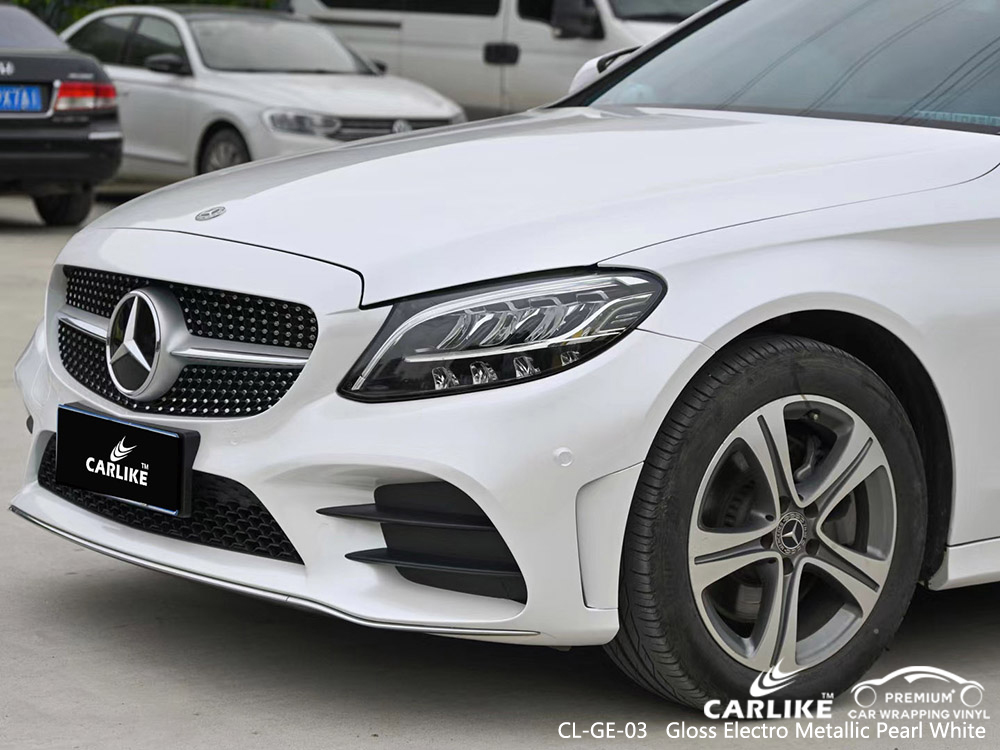 CL-GE-03 gloss electro metallic pearl white vinyl auto wrap factory for MERCEDES-BENZ
