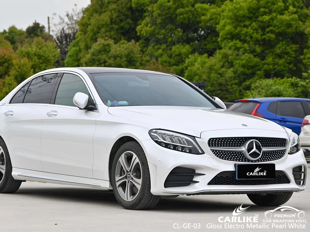 CL-GE-03 gloss electro metallic pearl white vinyl auto wrap factory for MERCEDES-BENZ