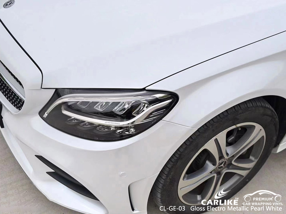 CL-GE-03 gloss electro metallic pearl white vinyl auto wrap factory for MERCEDES-BENZ