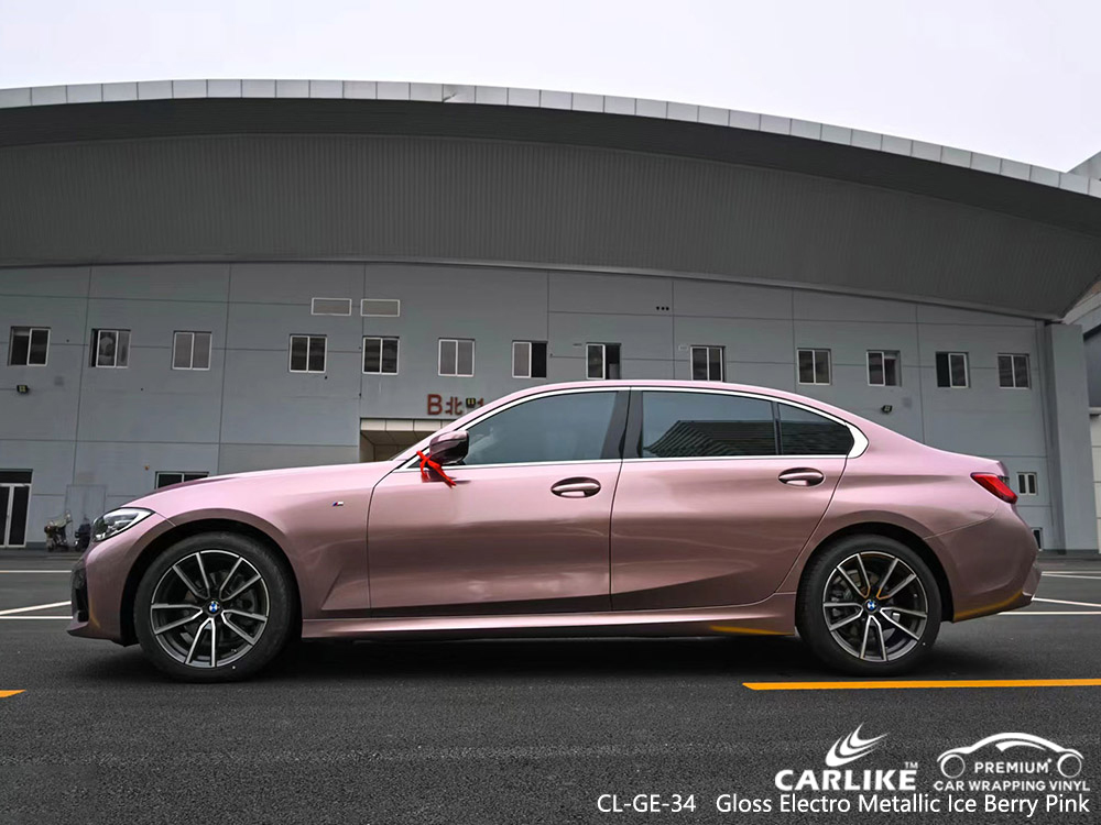 CL-GE-34 gloss electro metallic ice berry pink vinyl car wrap factory for BMW