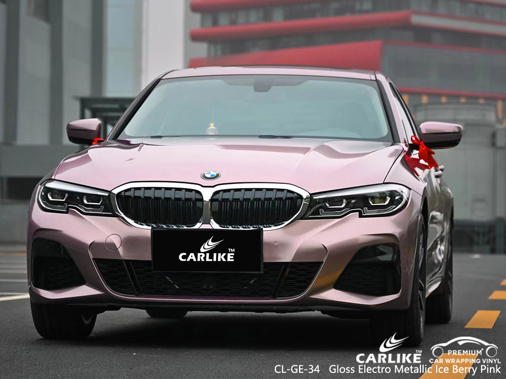 CL-GE-34 gloss electro metallic ice berry pink vinyl car wrap factory for BMW