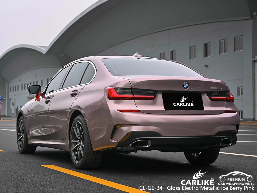 CL-GE-34 gloss electro metallic ice berry pink vinyl car wrap factory for BMW