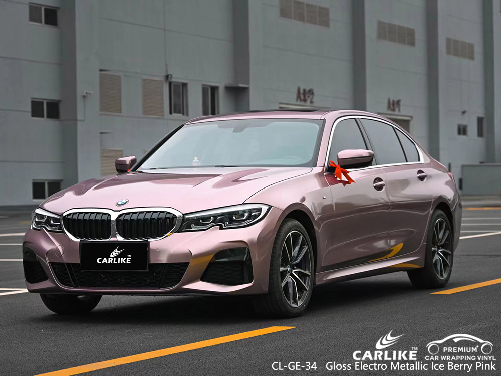 CL-GE-34 gloss electro metallic ice berry pink vinyl car wrap factory for BMW