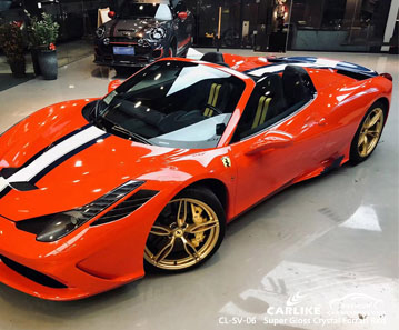 CL-SV-06 FERRARI için süper parlak kristal ferrari kırmızı vinil araç kaplama tedarikçisi