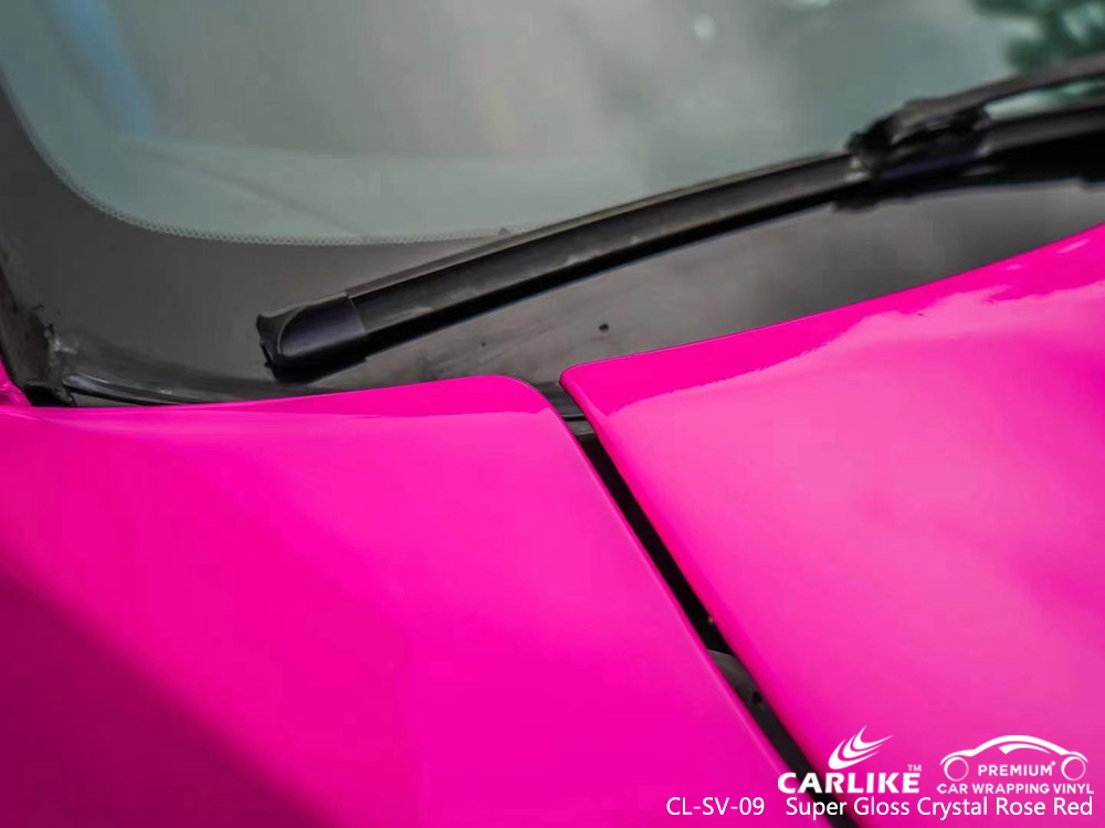 CL-SV-09 super gloss crystal rose red vinyl car wrap factory for OPEL