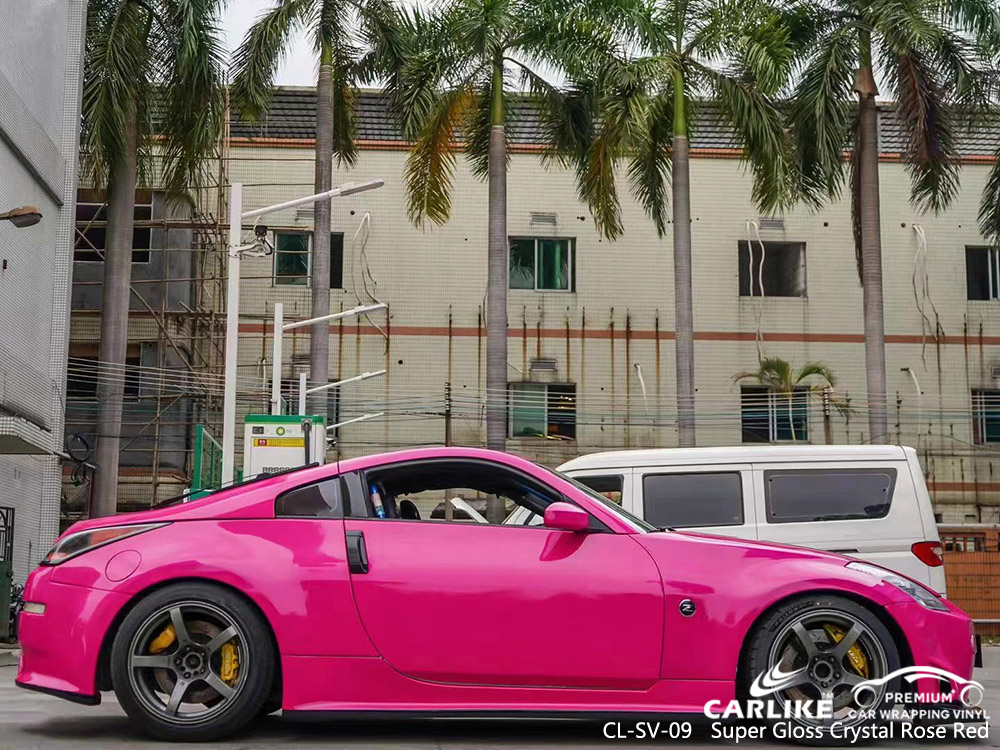 CL-SV-09 super gloss crystal rose red vinyl car wrap factory for OPEL