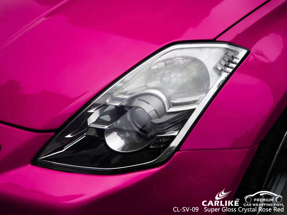 CL-SV-09 super gloss crystal rose red vinyl car wrap factory for OPEL