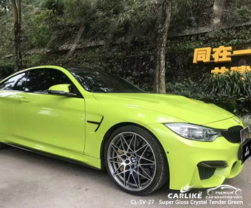 CL-SV-27 super gloss crystal tender green vinyl vehicle wrap supplier for BMW