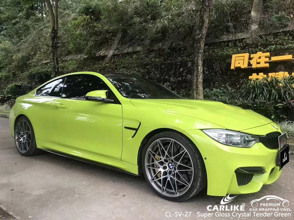 CL-SV-27 super gloss crystal tender green vinyl vehicle wrap supplier for BMW