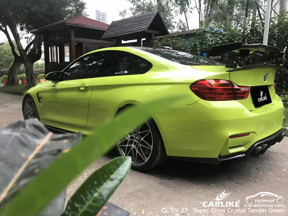 CL-SV-27 super gloss crystal tender green vinyl vehicle wrap supplier for BMW
