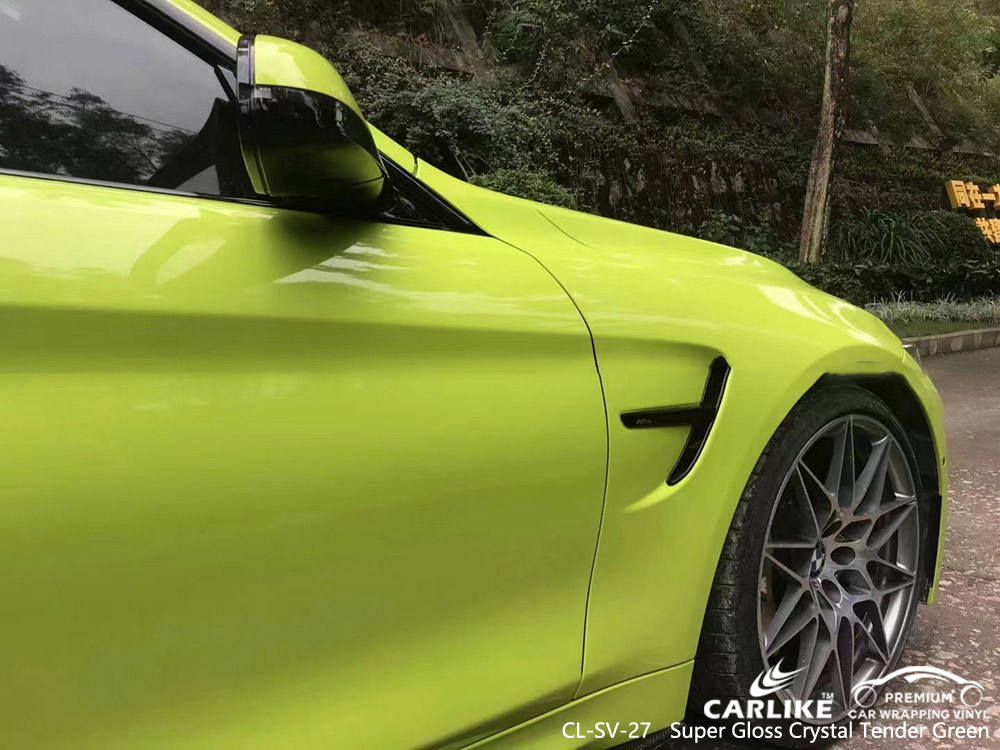 CL-SV-27 super gloss crystal tender green vinyl vehicle wrap supplier for BMW