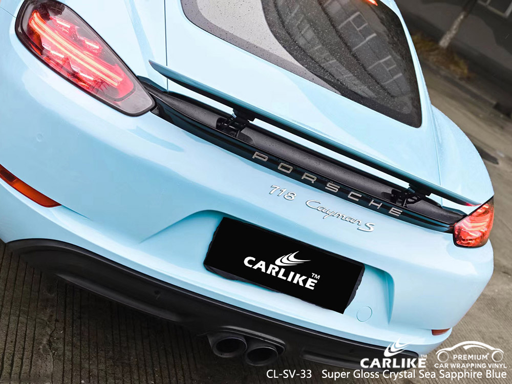 CL-SV-33 super gloss crystal sea sapphire blue vinyl auto wrap manufacturer for PORSCHE