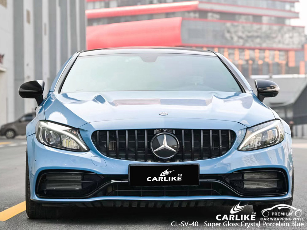 CL-SV-40 super gloss crystal porcelain blue vinyl vehicle wrap supplier for MERCEDES-BENZ