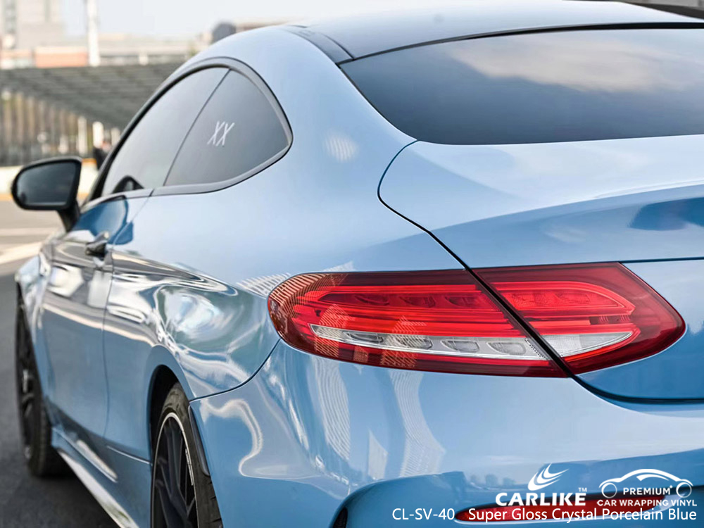 CL-SV-40 super gloss crystal porcelain blue vinyl vehicle wrap supplier for MERCEDES-BENZ