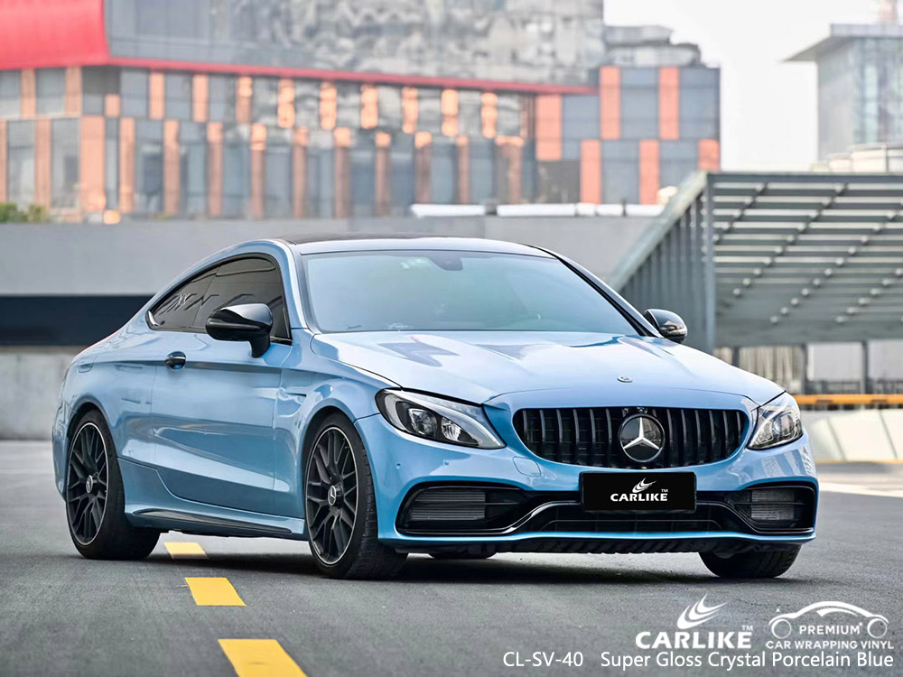 CL-SV-40 super gloss crystal porcelain blue vinyl vehicle wrap supplier for MERCEDES-BENZ