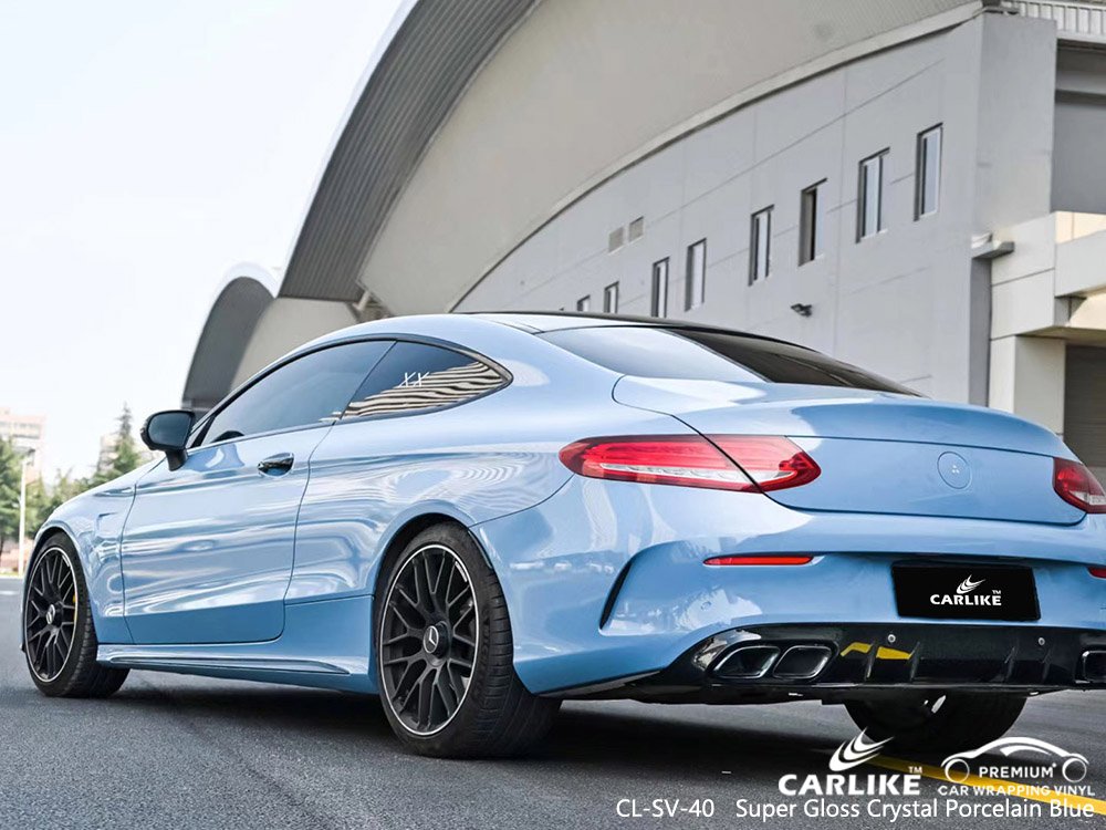 CL-SV-40 super gloss crystal porcelain blue vinyl vehicle wrap supplier for MERCEDES-BENZ