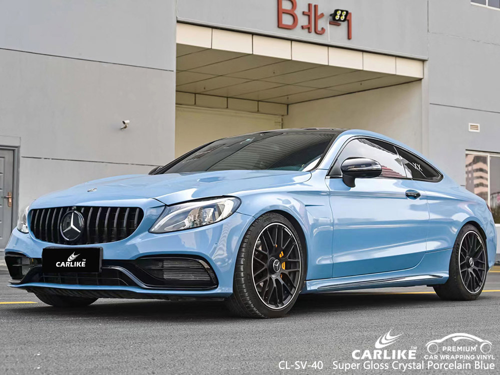 CL-SV-40 super gloss crystal porcelain blue vinyl vehicle wrap supplier for MERCEDES-BENZ