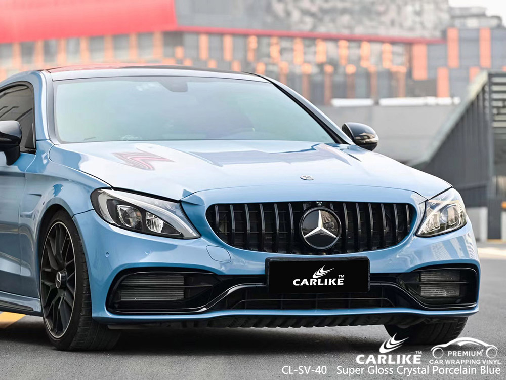 CL-SV-40 super gloss crystal porcelain blue vinyl vehicle wrap supplier for MERCEDES-BENZ