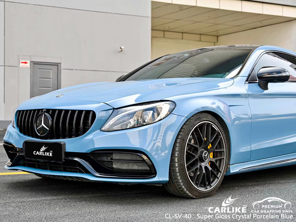 CL-SV-40 super gloss crystal porcelain blue vinyl vehicle wrap supplier for MERCEDES-BENZ