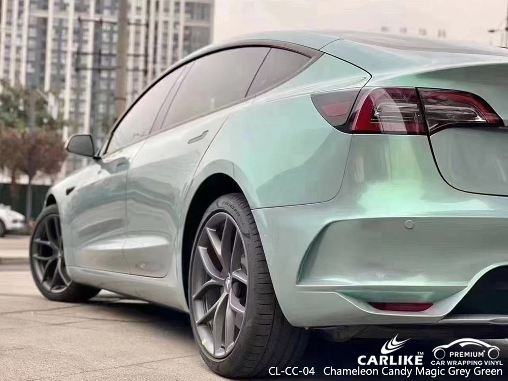CL-CC-04 chameleon candy magic grey green vinyl vehicle wrap supplier for TESLA