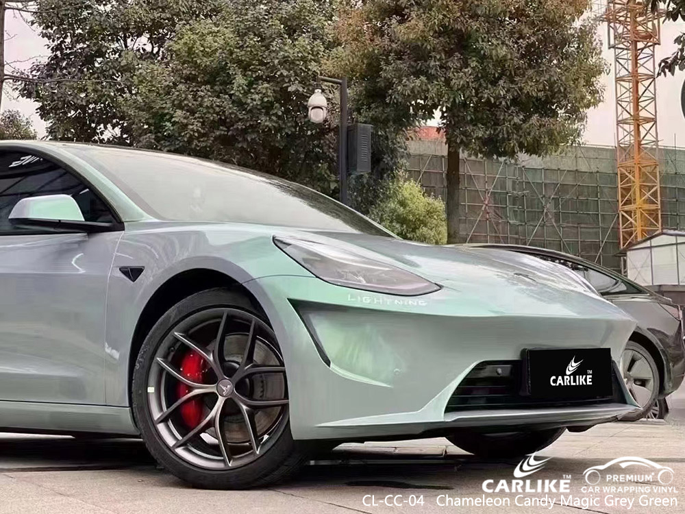 CL-CC-04 chameleon candy magic grey green vinyl vehicle wrap supplier for TESLA