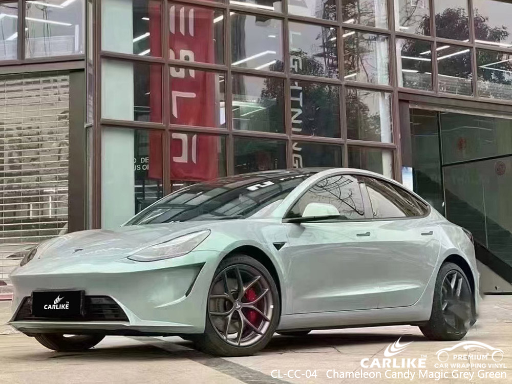 CL-CC-04 chameleon candy magic grey green vinyl vehicle wrap supplier for TESLA