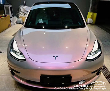 CL-CC-05 bukalemun şeker sihirli gri mor vinil otomatik sarma tedarikçisi TESLA için