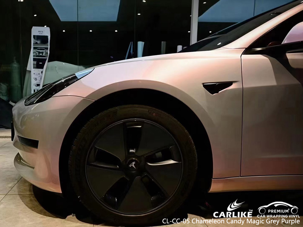 CL-CC-05 chameleon candy magic grey purple vinyl auto wrap supplier for TESLA