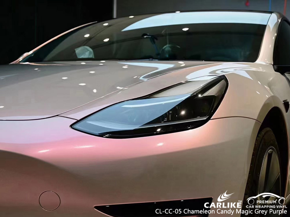 CL-CC-05 chameleon candy magic grey purple vinyl auto wrap supplier for TESLA