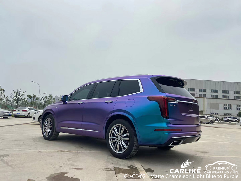 CL-CE-02 matte chameleon light blue to purple vinyl car wrap manufacturer for CADILLAC