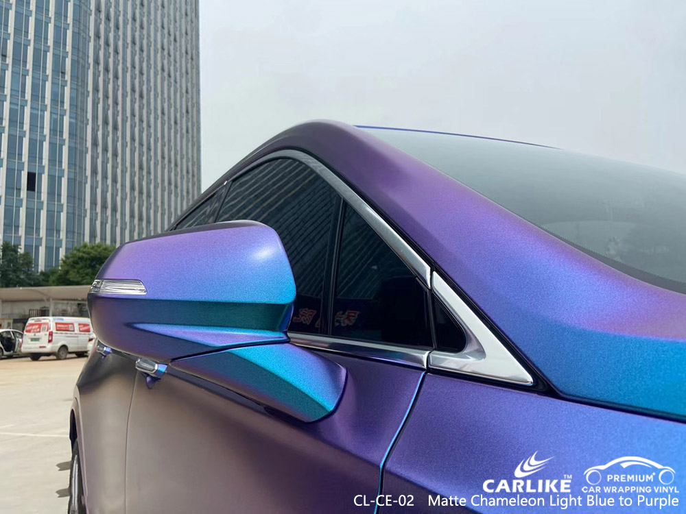 CL-CE-02 matte chameleon light blue to purple vinyl car wrap manufacturer for CADILLAC