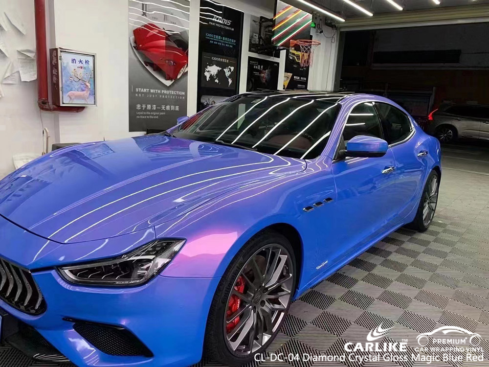 CL-DC-04 diamond crystal gloss magic blue red vinyl auto wrap manufacturer for MASERATI