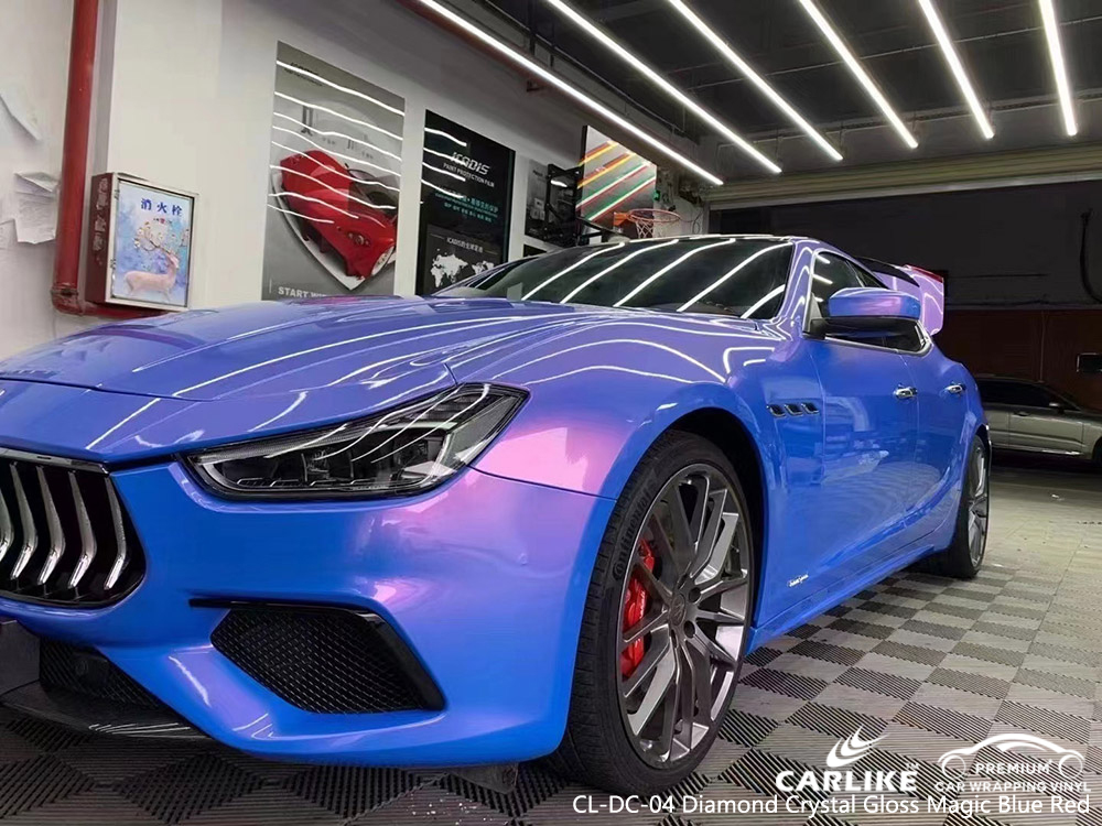 CL-DC-04 diamond crystal gloss magic blue red vinyl auto wrap manufacturer for MASERATI