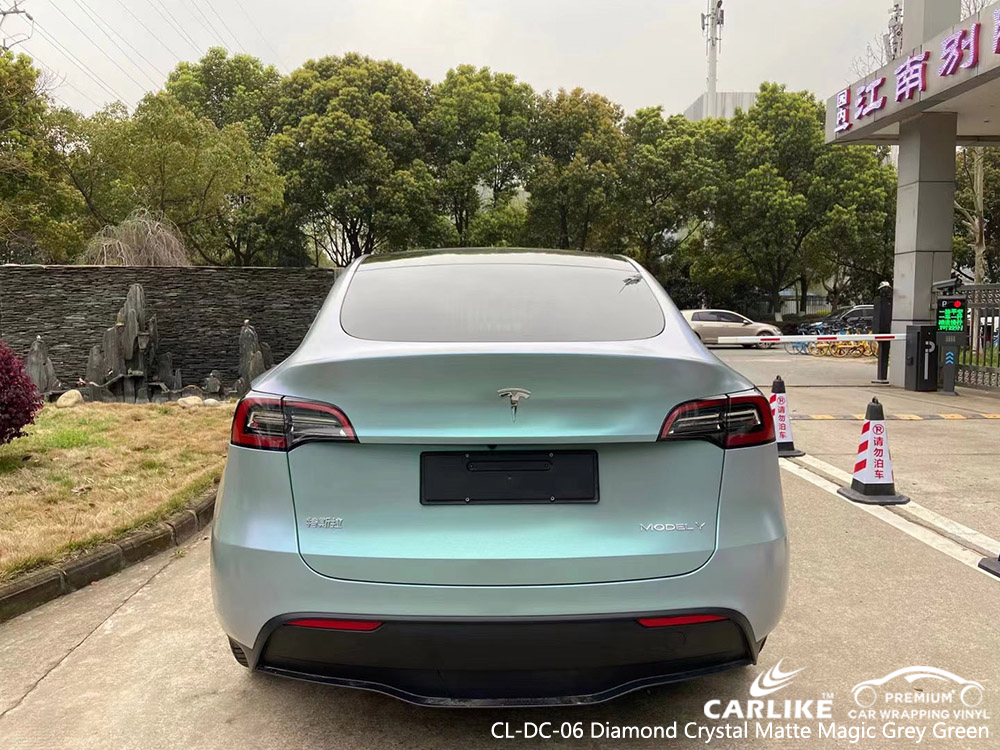 CL-DC-06 diamond crystal matte magic grey green vinyl auto wrap manufacturer for TESLA