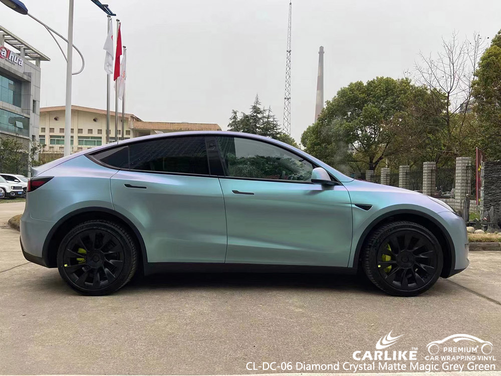 CL-DC-06 diamond crystal matte magic grey green vinyl auto wrap manufacturer for TESLA