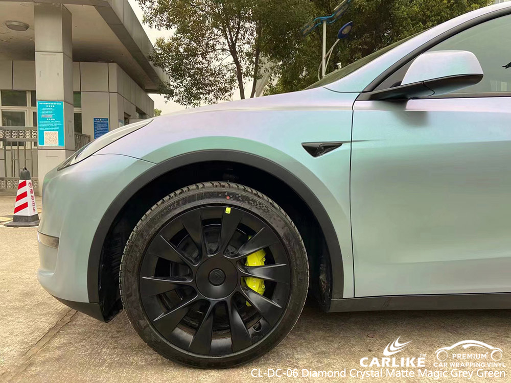 CL-DC-06 diamond crystal matte magic grey green vinyl auto wrap manufacturer for TESLA